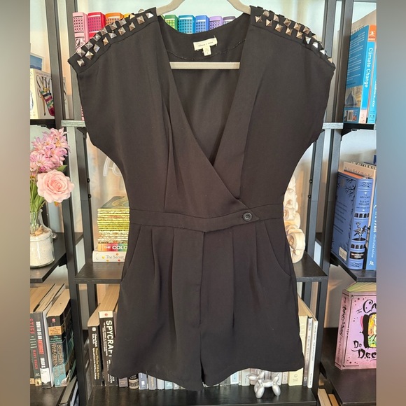 Silence + Noise Black Jumpsuit with Studded Shoulders - Picture 1 of 4